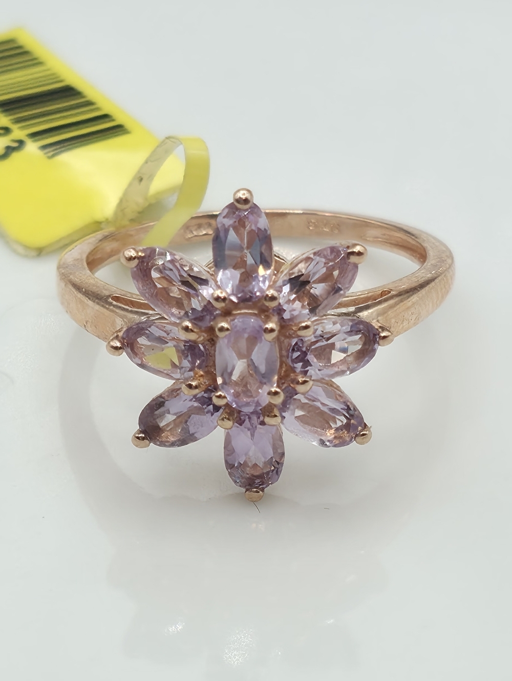 NWOT Designer Vermeil Rose Gold Pink Genuine Blush Tourmaline Lotus Ring